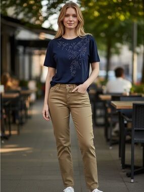 NWT Alfred Dunner Navy Blue Firework Rhinestone Embellished Top - Size XL